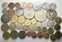 A lot containing 41 silver, bronze, copper-nickel and aluminium coins. All: Cyprus. Extremely fine to FDC. LOT SOLD AS IS, NO RETURNS. 41 coins in lot...