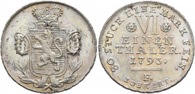 GERMANY. Hessen-Kassel. Wilhelm IX (I), 1785-1803. 1/6 Taler = 1/8 Konventionstaler 1793 (Silver, 25 mm, 5.78 g, 12 h), Kassel Crowned coat of arms. R...