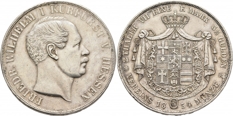 GERMANY. Hessen-Kassel. Friedrich Wilhelm I, 1847-1866. Doppeltaler 1854 (Silver...