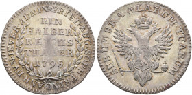 GERMANY. Jever (Herrschaft). Friederike Auguste Sophie von Anhalt-Zerbst, 1793-1807. Halbtaler 1798 (Silver, 30 mm, 10.59 g, 12 h), Silberhütte. ✱FRIE...