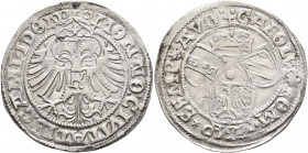 GERMANY. Kempten. Batzen (Silver, 26 mm, 2.90 g, 2 h), no date (1520-1534). MON NO CIVITATIS CAMPIDON Crowned double eagle, shield with K on its chest...