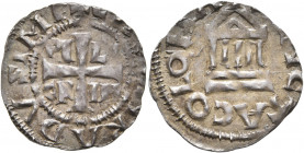 GERMANY. Köln (Königliche und kaiserliche Münzstätte). Konrad II mit Pilgrim, 1027-1036. Denar (Silver, 19 mm, 1.15 g, 11 h). ✠CHVONRADVS IMP Cross wi...