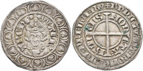 GERMANY. Köln (Erzbistum). Walram von Jülich, 1332-1349. Turnose (Silver, 27 mm, 3.93 g, 8 h), Bonn. WALR ARChI Mitred bust of Walram facing within a ...
