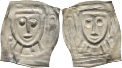 GERMANY. Konstanz (Bistum). Circa 1150-1160. Bracteate (Silver, 18x16 mm, 0.44 g). Facing head between three pellets and crosier. Rev. Incuse of obver...