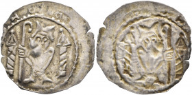 GERMANY. Konstanz (Bistum). Circa 1160-1170. Bracteate (Silver, 21 mm, 0.40 g). Mitred bishop holding crosier, standing facing between two towers. Rev...
