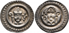 GERMANY. Konstanz (Bistum). Circa 1295-1335. Bracteate (Silver, 20 mm, 0.43 g), 'ewiger Pfennig'. Mitred head of a bishop between crosier and fleur de...