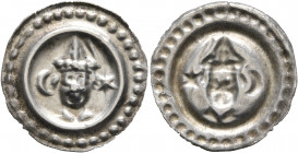 GERMANY. Konstanz (Stadt). After 1400. Hohlpfennig (Silver, 19 mm, 0.30 g). Mitred head of a bishop between crescent and star within linear border and...