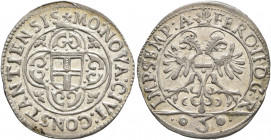 GERMANY. Konstanz (Stadt). 3 Kreuzer (Silver, 22 mm, 1.68 g, 12 h), no date (1622). ✱MO NOVA CIVI CONSTANTIENSIS Town shield in quadrilobe. Rev. FERD ...