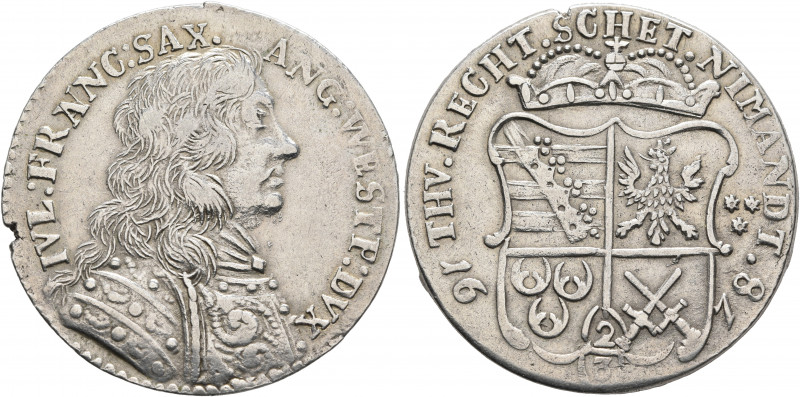 GERMANY. Lauenburg (Herzogtum). Julius Franz von Sachsen, 1666-1689. 2/3 Taler 1...