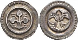 GERMANY. Lindau, Abtei. After 1295. Bracteate (Silver, 19 mm, 0.41 g), under royal participation. Linden tree with three leaves, three roots and four ...