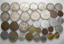 A lot containing 35 silver, bronze and aluminium coins. All: Germany. Good very fine to good extremely fine. LOT SOLD AS IS, NO RETURNS. 35 coins in l...