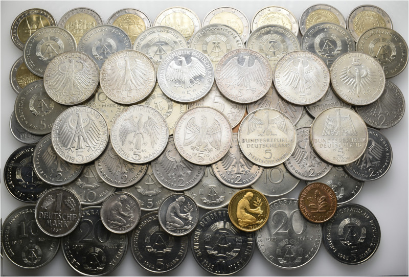 A lot containing 72 silver, bronze, copper-nickel and aluminium coins. All: Germ...