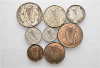 A lot containing 8 silver, bronze and copper-nickel coins. All: Irish Free State. Good very fine to extremely fine. LOT SOLD AS IS, NO RETURNS. 8 coin...