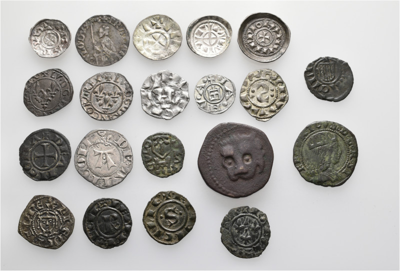 A lot containing 20 silver and bronze coins. All: Medieval Italy. About very fin...