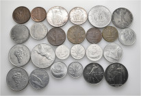 A lot containing 25 silver, bronze, copper-nickel and aluminium coins. All: Italy. Very fine to good extremely fine. LOT SOLD AS IS, NO RETURNS. 25 co...