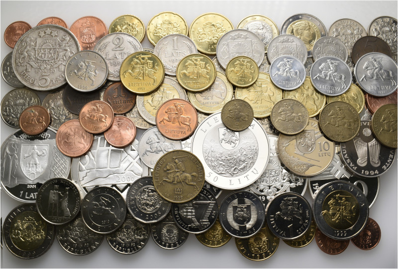 A lot containing 86 silver, bronze and copper-nickel coins. Including: Lithuania...