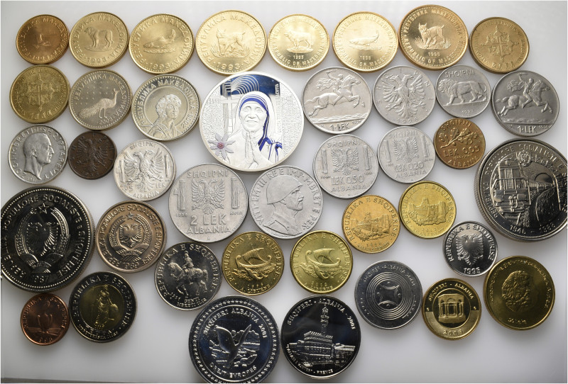 A lot containing 40 bronze and copper-nickel coins. Including: Macedonia and Alb...