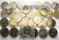 A lot containing 32 copper-nickel coins. All: Switzerland. Nominal value: 240 CHF. Extremely fine to FDC. LOT SOLD AS IS, NO RETURNS. 32 coins in lot....