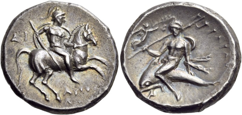 Calabria. Tarentum. Circa 272-240 BC. Stater (Silver, 20 mm, 6.39 g, 4 h), D(i) ...