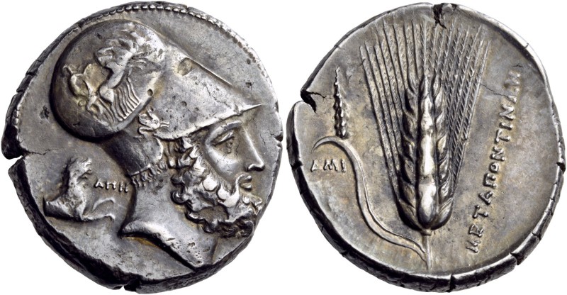 Lucania. Metapontum. Circa 340-330 BC. Distater (Silver, 26 mm, 15.58 g, 6 h). B...