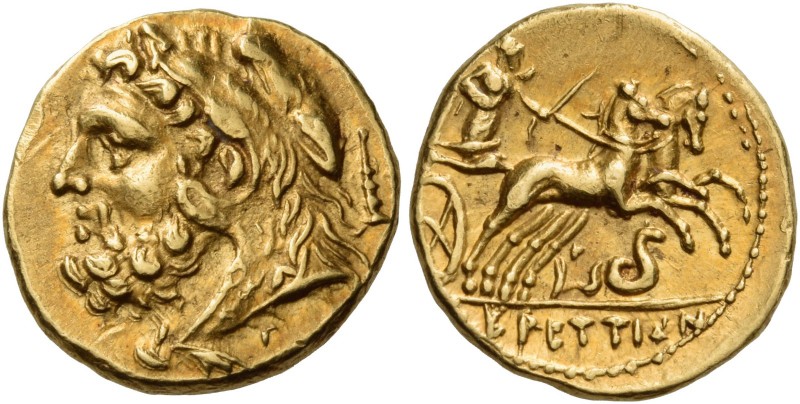 Bruttium. The Brettii. 215-214 BC. Hemidrachm (Gold, 12 mm, 2.13 g, 5 h). Head o...