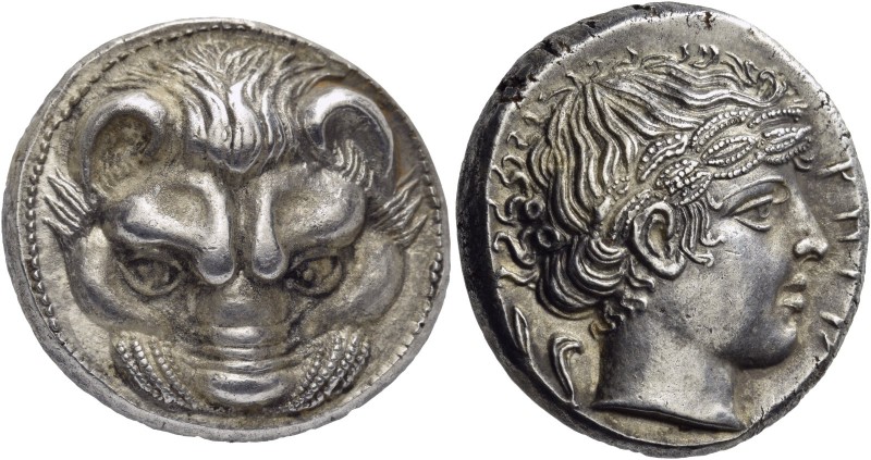 Bruttium. Rhegion. Circa 415/0-387 BC. Tetradrachm (Silver, 22 mm, 17.35 g, 2 h)...