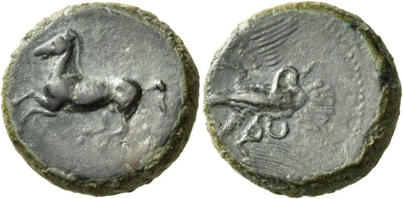 Sicily. Ameselon. Circa 357-340 BC. Hemilitron (Bronze, 16 mm, 4.16 g, 4 h). Hor...