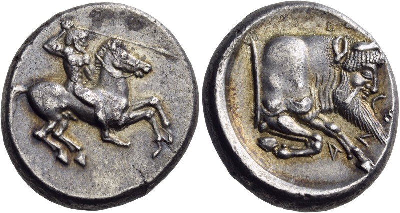 Sicily. Gela. Circa 490/85-480/75 BC. Didrachm (Silver, 18 mm, 8.73 g, 12 h). Be...