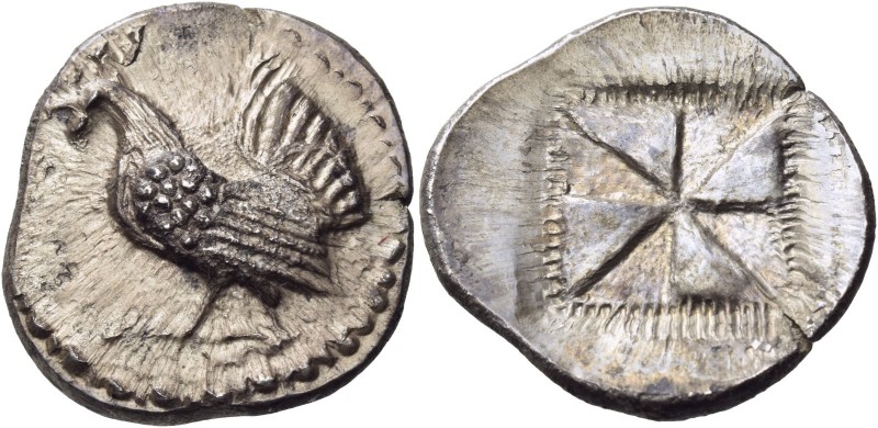 Sicily. Himera. Circa 530-483/2 BC. Drachm (Silver, 22 mm, 5.70 g). Rooster stan...
