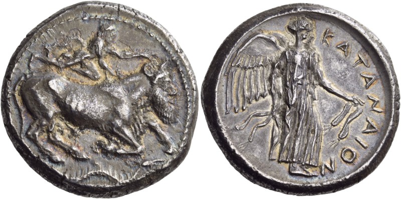 Sicily. Katane. Circa 461-450 BC. Tetradrachm (Silver, 26 mm, 16.71 g, 11 h). Ma...