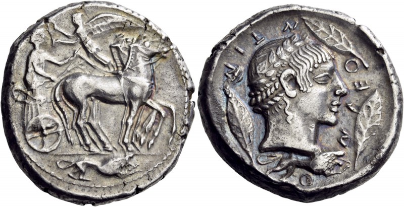 Sicily. Leontinoi. Circa 466-460 BC. Tetradrachm (Silver, 27 mm, 17.20 g, 8 h), ...