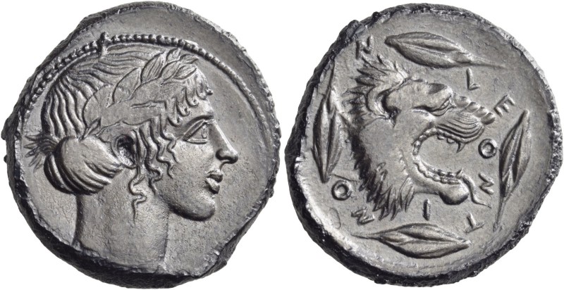 Sicily. Leontinoi. Circa 450-440 BC. Tetradrachm (Silver, 27 mm, 16.74 g, 4 h). ...