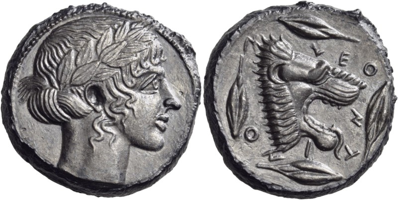 Sicily. Leontinoi. Circa 450-440 BC. Tetradrachm (Silver, 27 mm, 16.77 g, 9 h). ...