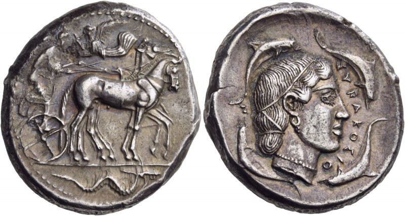 Sicily. Syracuse. Second Democracy, 466-405 BC. Tetradrachm (Silver, 26 mm, 17.1...