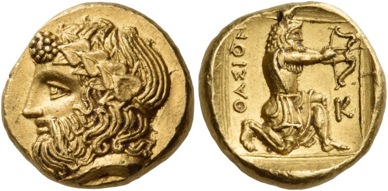 Islands off Thrace. Thasos. Circa 380 BC. Drachm (Gold, 13 mm, 2 h). Bearded hea...