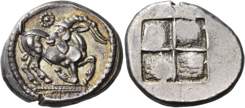 Thraco-Macedonian Region. Mygdones or Krestones. Circa 485-480 BC. Stater (Silve...