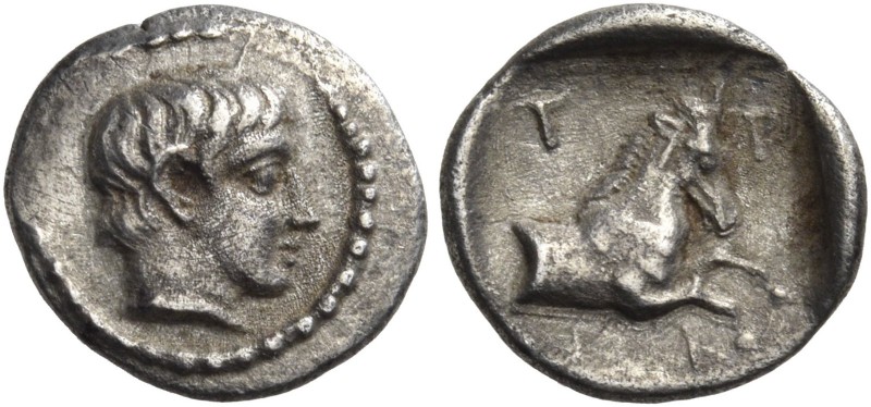 Thessaly. Trikka. Circa 440-400 BC. Hemiobol (Silver, 9 mm, 0.41 g, 11 h). Youth...