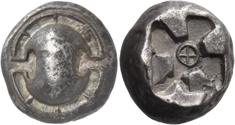 Boeotia. Thebes. Circa 480-460 BC. Stater (Silver, 16 mm, 11.86 g). Boeotian shi...
