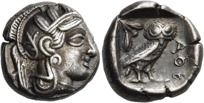 Attica. Athens. Circa 430s-420s BC. Drachm (Silver, 14 mm, 4.27 g, 9 h). Head of...