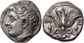 Mysia. Lampsakos. Mid 4th century BC. Drachm (Silver, 15 mm, 3.16 g, 6 h), Pseudo-Rhodian type, previously attributed to Megiste, Memnon of Rhodes. Yo...