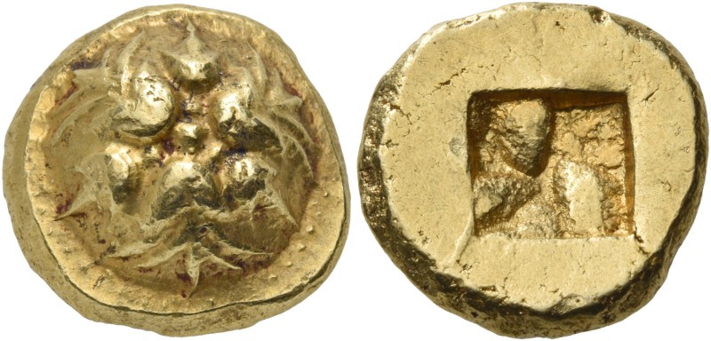 Ionia. Erythrai. Circa 550-500 BC. Hemistater (Gold, 13 mm, 7.00 g). Floral devi...
