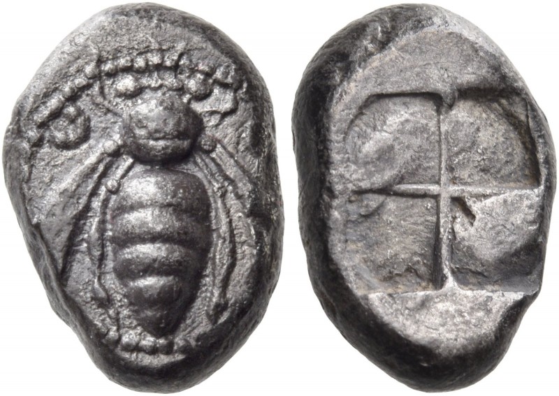 Ionia. Ephesos. Circa 500-420 BC. Drachm (Silver, 14 mm, 3.41 g). Bee with spira...