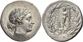 Ionia. Magnesia ad Maeandrum. Circa 155-145 BC. Tetradrachm (Silver, 31 mm, 16.45 g, 12 h), Erognetos son of Zopyrion. Diademed bust of Artemis to rig...