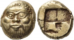 Ionia. Phokaia. Circa 521-478 BC. Hekte (Electrum, 10 mm, 2.52 g), struck in the 490s. Facing head of Silenos with wide, open eyes, broad beard and lo...