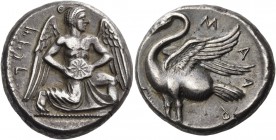 Cilicia. Mallos. Circa 440-390 BC. Stater (Silver, 21 mm, 10.43 g, 3 h). m'rln(in Aramaic) Winged and beardless male figure, draped from the waist and...