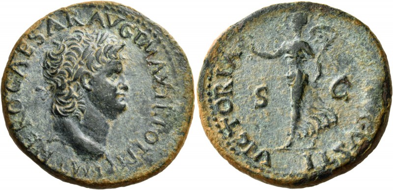 Nero, AD 54-68. Dupondius (Orichalcum, 30 mm, 16.06 g, 6 h), Lugdunum, 66. IMP N...