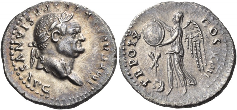 Vespasian, 69-79. Denarius (Silver, 19 mm, 3.35 g, 5 h), Rome, 79. IMP CAESAR VE...