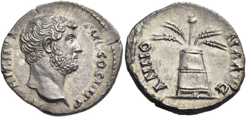 Hadrian, 117-138. Denarius (Silver, 18 mm, 3.06 g, 6 h), Rome, 135. HADRIANVS AV...