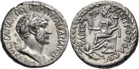 CILICIA. Tarsus. Hadrian, 117-138. Tridrachm (Silver, 24 mm, 9.42 g, 1 h), c. 117-118. ΑΥΤ ΚΑΙ ΘΕ ΤΡΑ ΠΑΡ ΥΙ ΘΕ ΝΕΡ ΥΙ ΤΡΑΙ ΑΔΡΙΑΝΟC CE Laureate bust ...