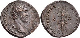 Antoninus Pius, 138-161. Sestertius (Orichalcum, 34 mm, 24.44 g, 11 h), Rome, 140-144. ANTONINVS AVG PIVS P P TR P COS III Laureate head of Antoninus ...
